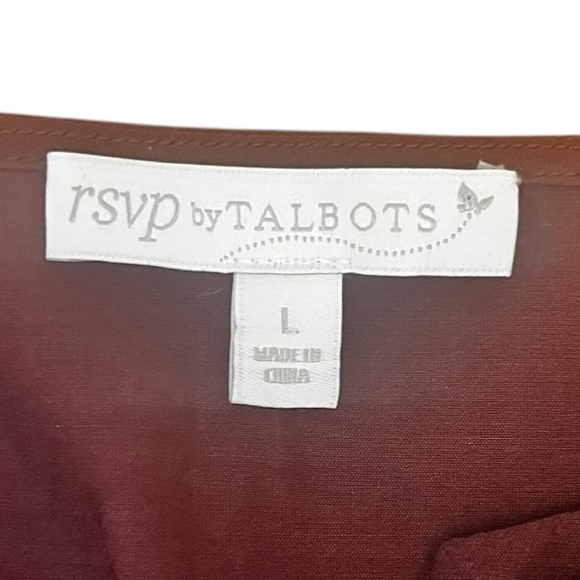 Women's Talbots RSVP Embellished Silk Blend Blouse Top, Burgundy, L - Picture 14 of 15